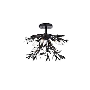 Timless Home 18.5 in. 4-Light Midcentury Modern Black Flush Mount with No Bulbs Included