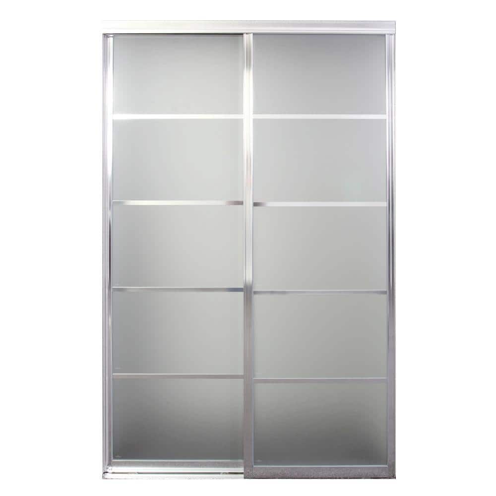 60 in. x 81 in. Silhouette 5-Lite Bright Clear Aluminum Frame Mystique Glass Interior Sliding Closet Door price history on PriceWatchPro