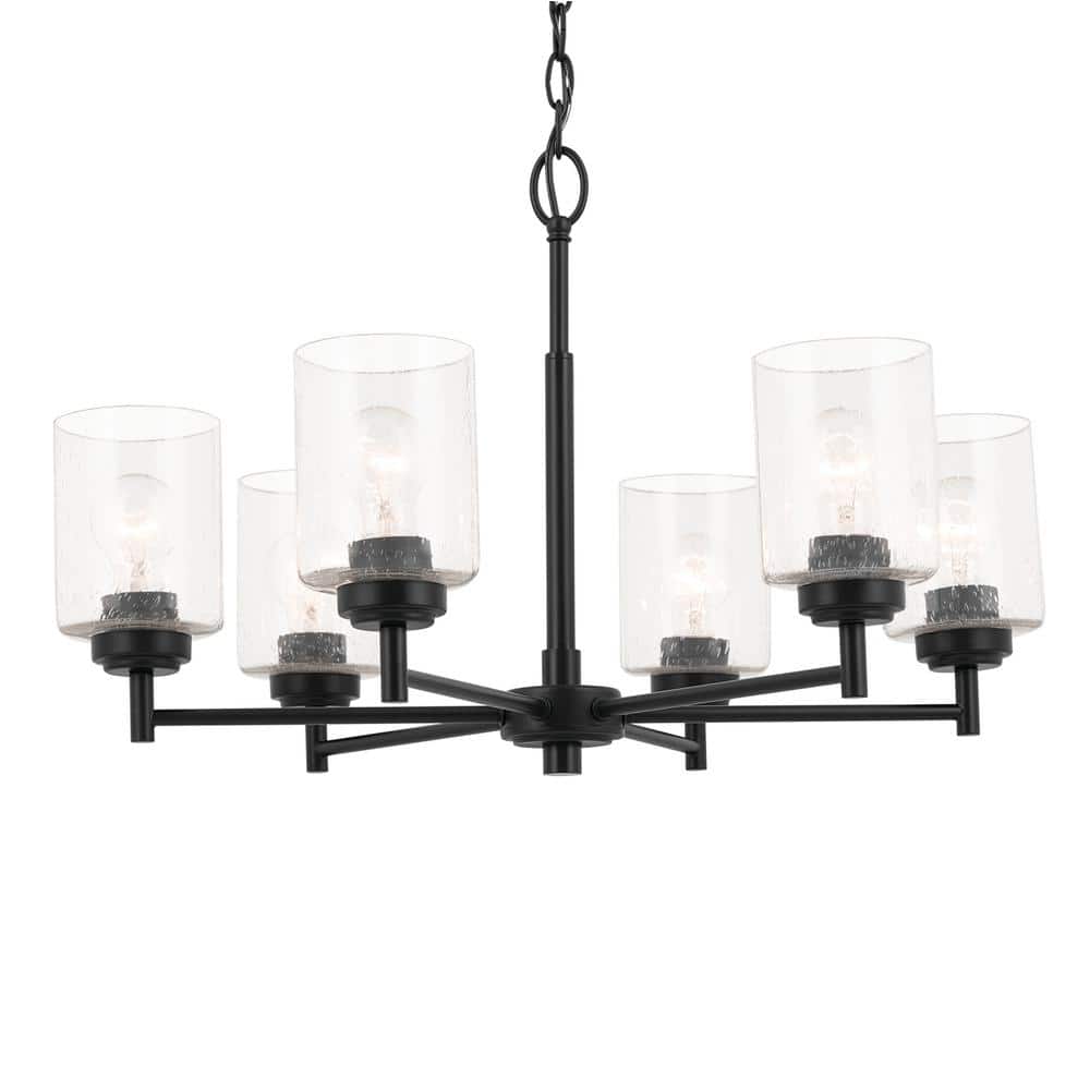 Winslow Black 6-Light Chandelier with Clear Seeded Glass
