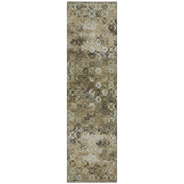 Chantille Machine Washable Indoor/Outdoor Abstract ACN2433 Khaki 2 ft. x 7 ft. Runner Rug