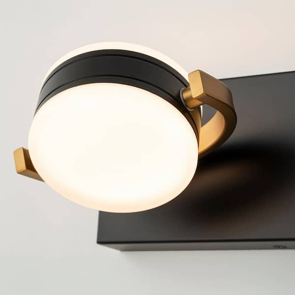 Shane 21.89 in. W 3-Lights Black LED Bathroom Vanity Light Fixture 360-Degree Rotatable