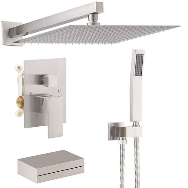 Single Handle 3-Spray Shower Faucet 2.5 GPM with High Pressure in Brushed Nickel