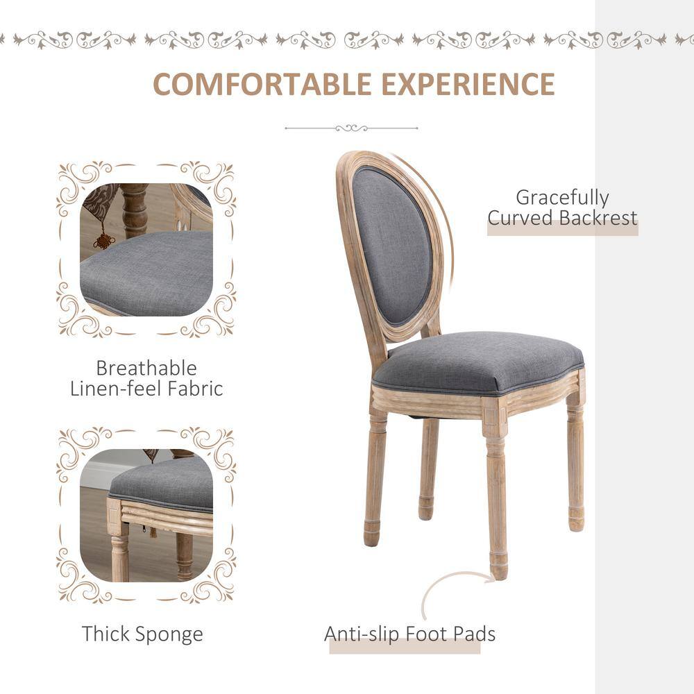 Elegant Gray Linen Upholstered Parsons Side Chair with Wood Accents