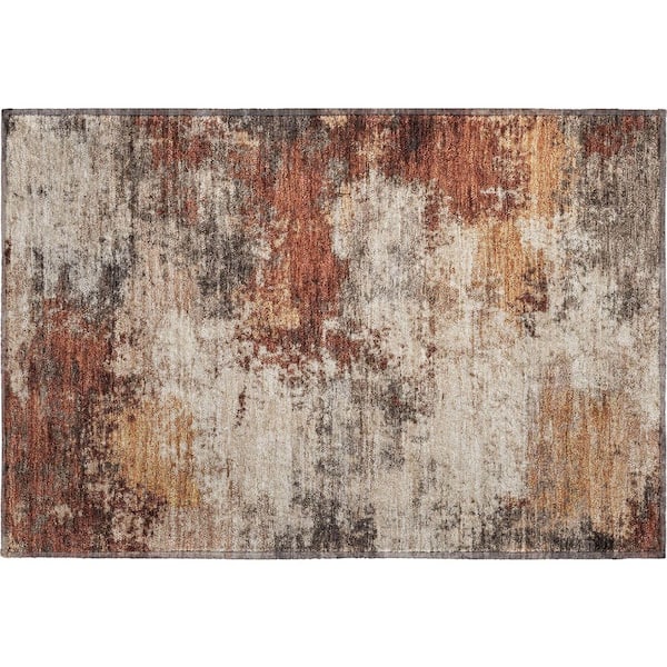 Mayfield Premium Machine Washable Abstract AMF2064 Paprika 2 ft. x 3 ft. Accent Rug