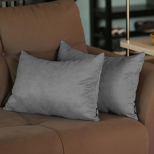 MIKE & Co. NEW YORK Decorative Farmhouse Gray 12 in. x 20 in. Lumbar Solid Color Throw Pillow Set of 2