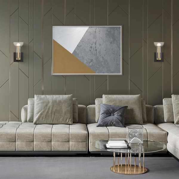 Nova 5 in. 1-Light Matte Black Modern Wall Sconce with Clear Seedy Glass Shade and Brushed Gold Accent