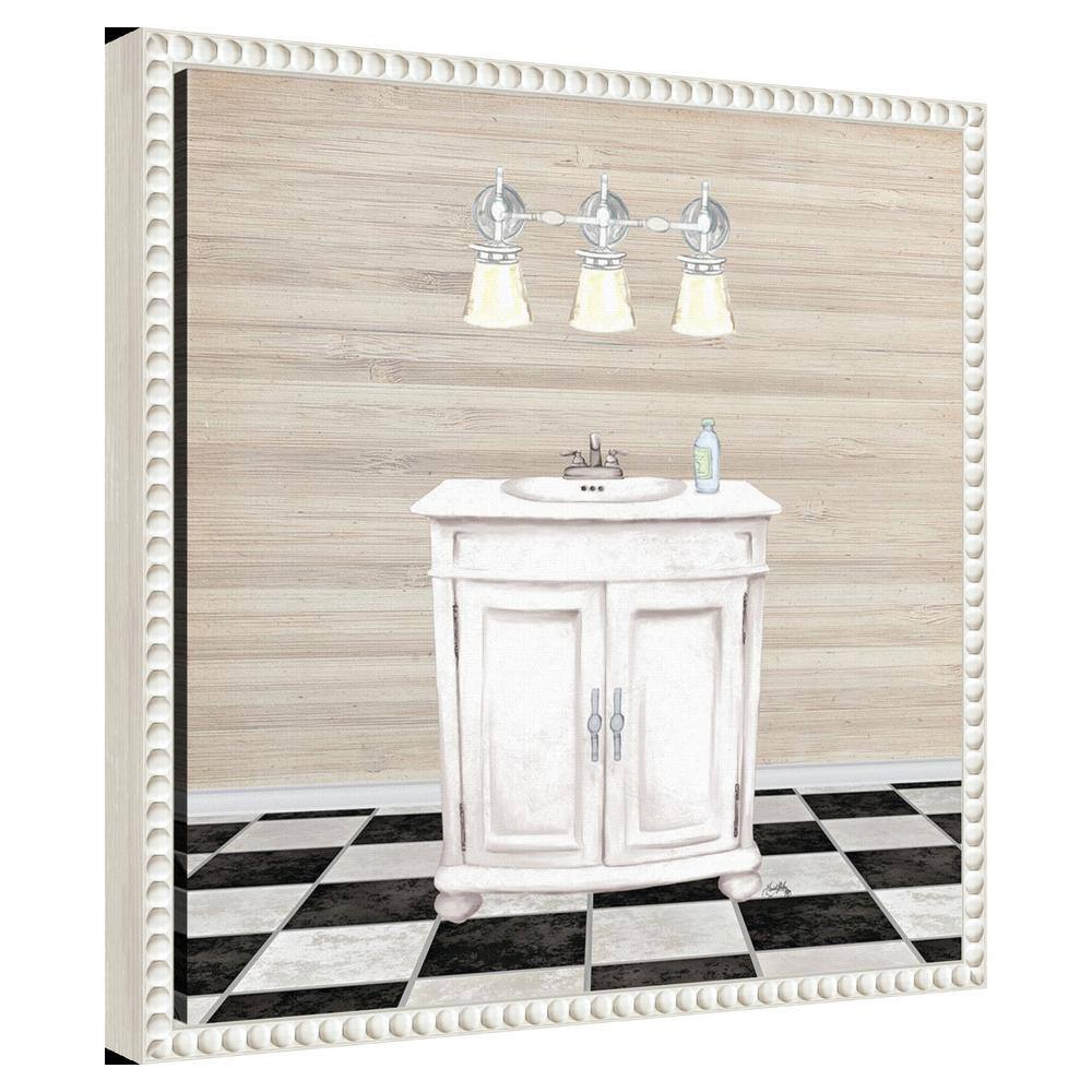 Elizabeth Medley White Canvas Bathroom Wall Art with Quote