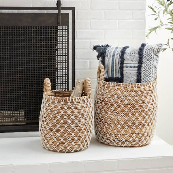 Rwanda Hand Woven Natural Banana Leaf top Zig Zag Trays Set