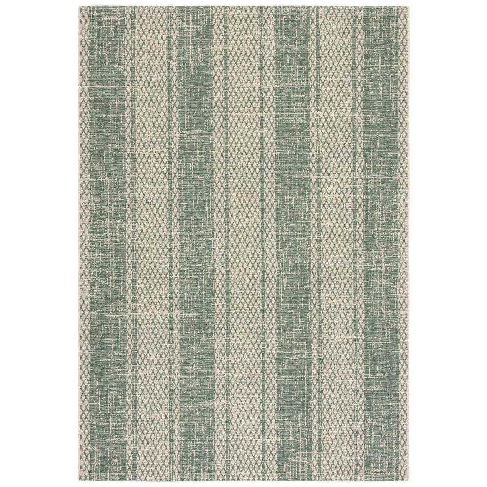 SAFAVIEH Courtyard Beige/Dark Green 8 ft. x 10 ft. Striped Diamond