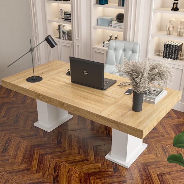 FUFU&GAGA Wooden Grain Color Wood 78.7 in. Width Rectangle Double