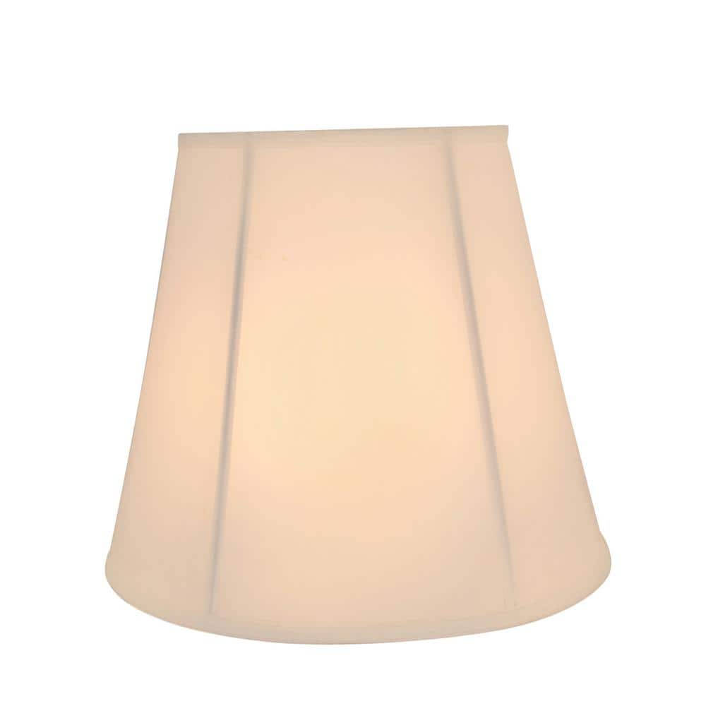 Off-White Cotton Bell Lamp Shade with Vertical Piping, 16"