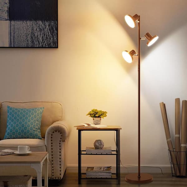 68 in. Brown Modern Dimmable LED Tree Floor Lamp Lamp-347 - The