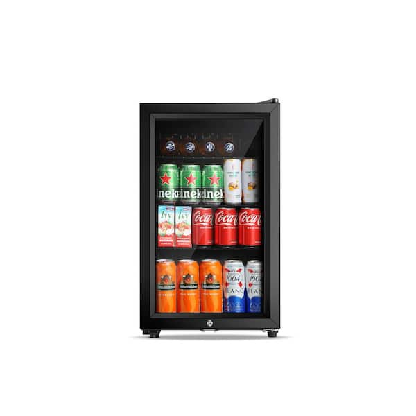 15.75 in. 2.3 cu. ft. 80-Cans Single Zone Beverage and Wine Cooler with Adjustable Shelving and Legs in Black