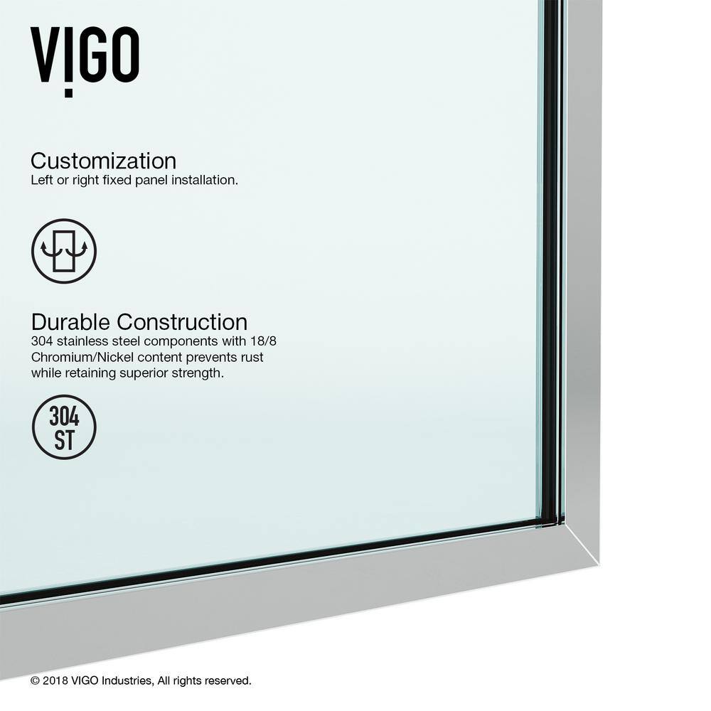 Zenith Frameless 34" x 74" Clear Glass Shower Screen with Chrome Hardware