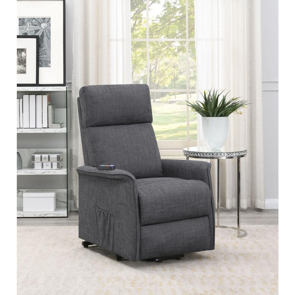 Gray Microfiber Power Lift Recliner with Massage Function