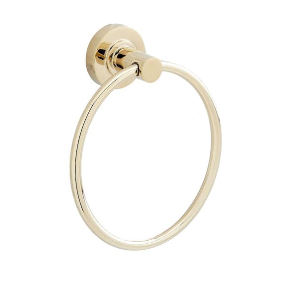 SIGNATURE HARDWARE Lexia 6-5/16 in. Wall Mounted Towel Ring in Polished Brass