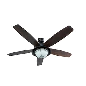 Braylin 52 in. Outdoor Matte Black LED Ceiling Fan with Light Kit and Remote Control