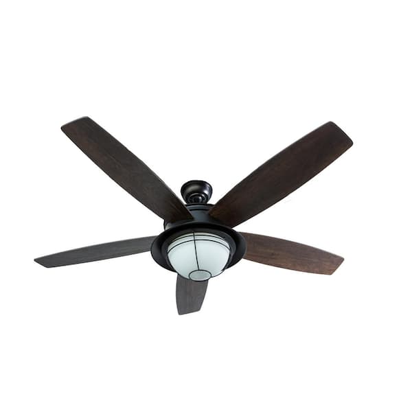 BLUE MOUNTAIN FANS Braylin 52 in. Outdoor Matte Black LED Ceiling Fan with Light Kit and Remote Control