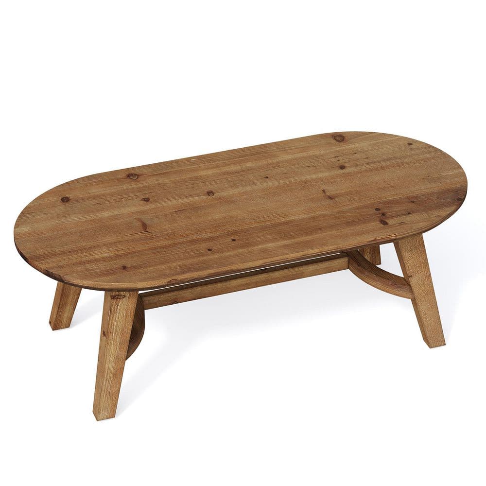 47.24 in. Brown Oval Solid Wood Coffee Table with Sturdy Base & Rounded Corners, Farmhouse Center Table for Living Room price history on PriceWatchPro