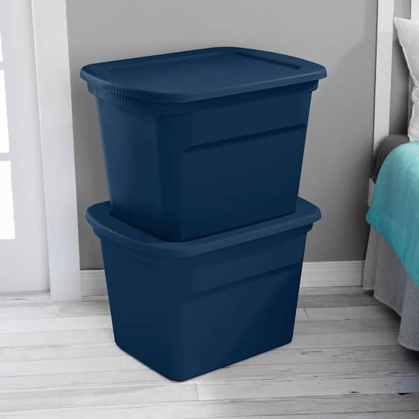 Homz 18 gal. Stackable Plastic Storage Tote Container with Snap-On Lid (8-Pack)