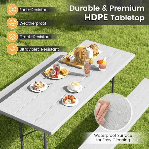 ANGELES HOME 72 in. Gray RecTangle Metal Folding Picnic