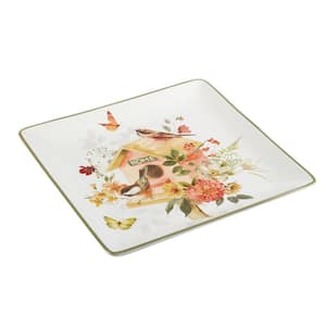 Nature's Song 12.5 in. Assorted Colors Earthenware Square Platter