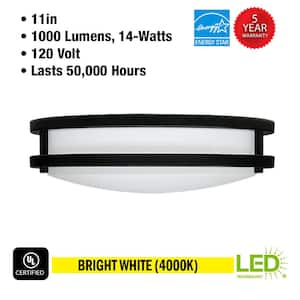 11 in. Matte Black Orbit Round Adjustable Color Temperatures LED Flush Mount Ceiling Light 1000 Lumens Dimmable