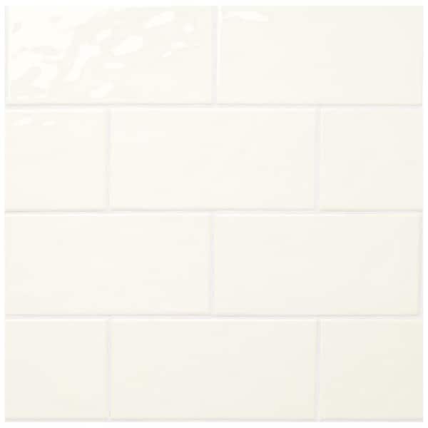 Daltile LuxeCraft White 4 in. x 8 in. Glazed Ceramic Subway Wall Tile (10.5 sq. ft. / case)
