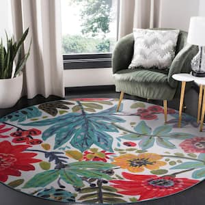 DDEET Beach Palm Tree Round Rug Soft Washable Non-Skid Backing Home Entryway Inside Circle Rug Stain Resistant Absorbent Perfect Play Mat for Accent Decor Bedroom Dining Room 3 x 3 Feet