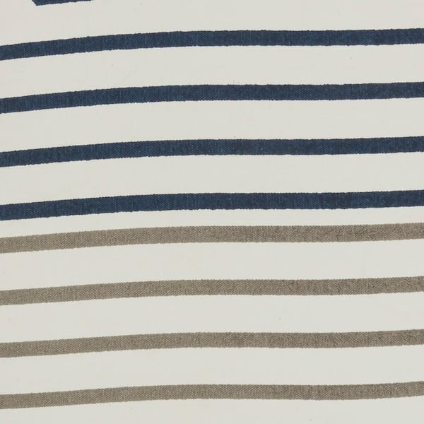 Mina Victory Lifestyles Light Gray and Navy Striped 18 in. x