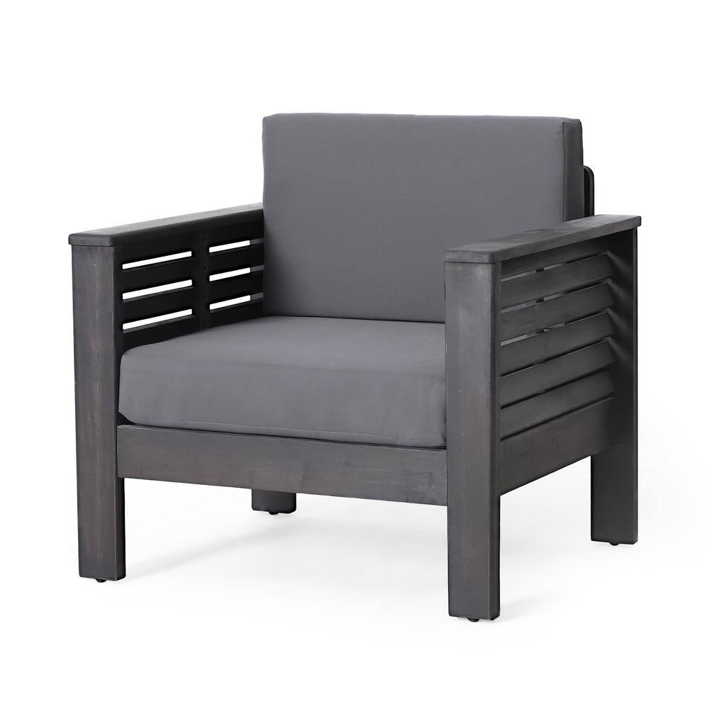 Lithonia Dark Gray Acacia Wood Lounge Chair with Cushions