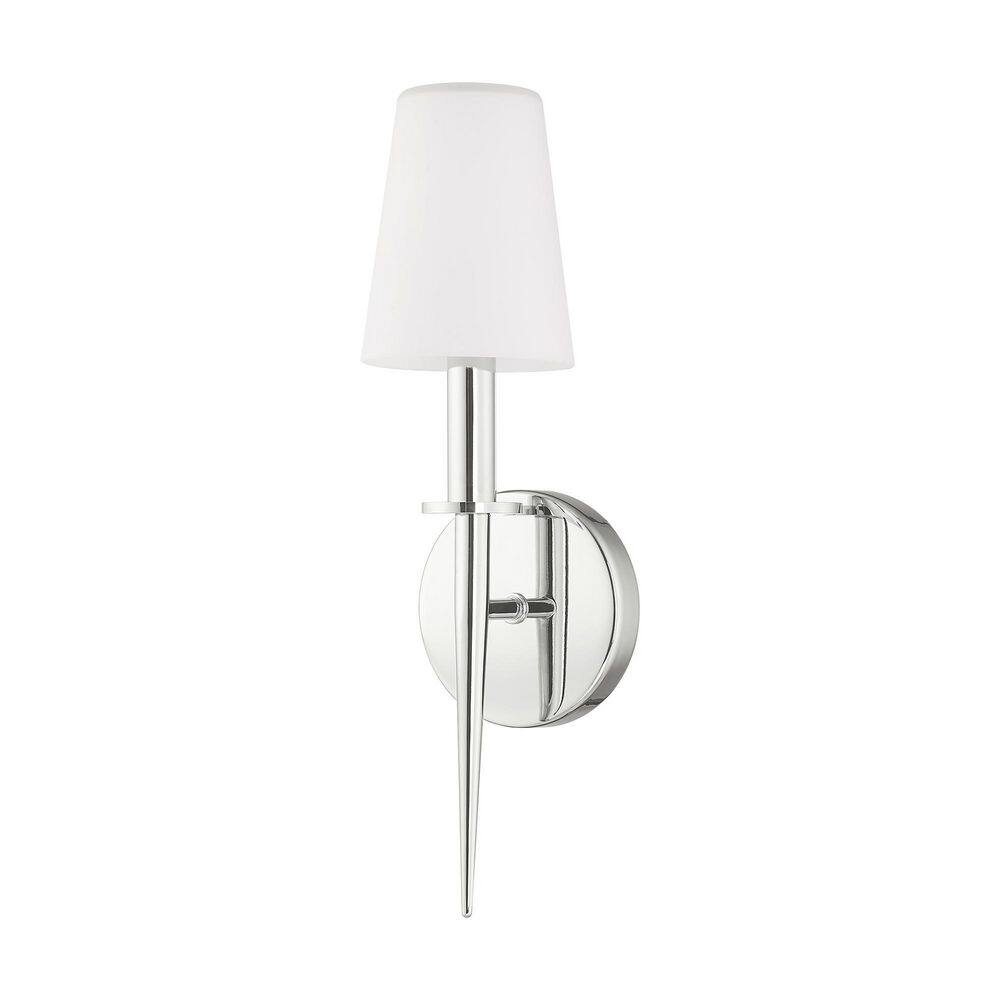 Sleek Polished Chrome Direct Wired 1-Light Sconce with Opal White Glass