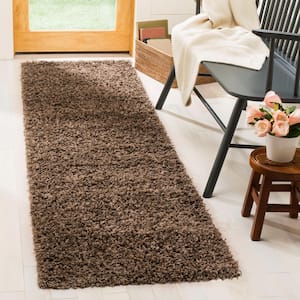 Athens Shag Taupe 2 ft. x 8 ft. Geometric Runner Rug