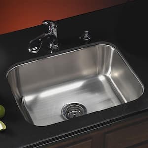 Houzer Elite 24 in. Stainless Steel Undermount Single Bowl Kitchen Sink with Strainer - ES-2408-1