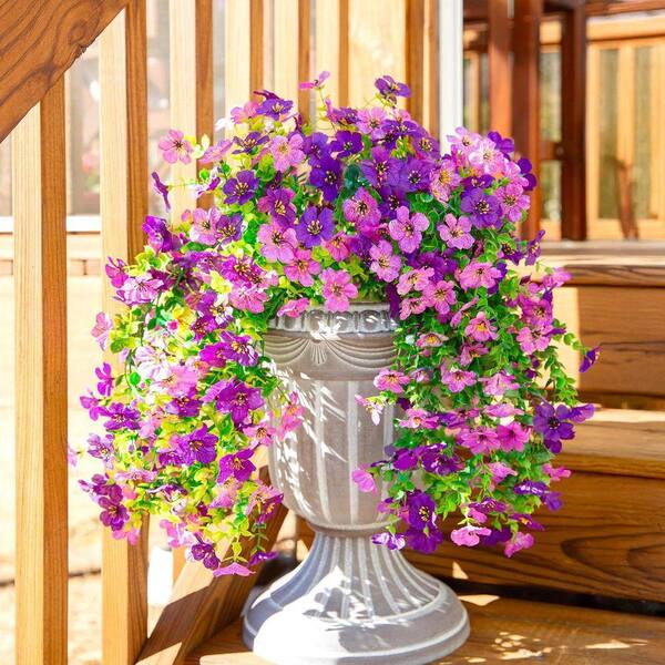 19.3 in. DarkPurple Purple Outdoor Artificial Daisy Flower 2-Pcs