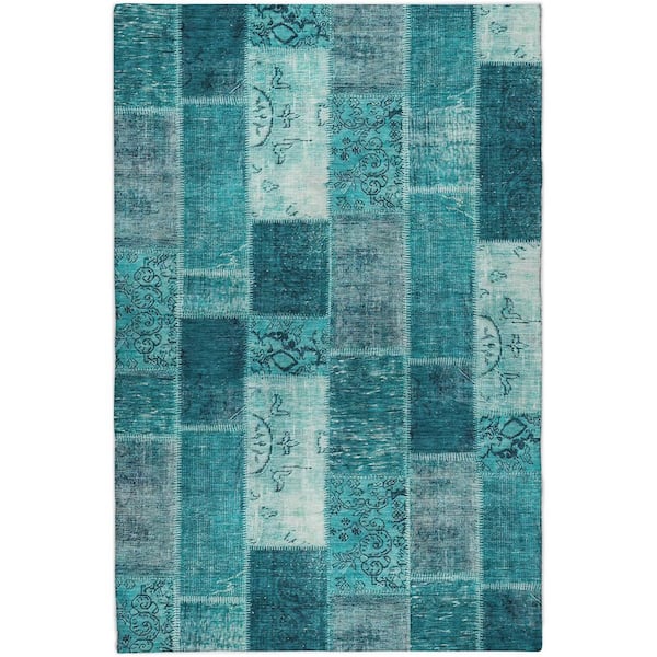Dream Shag Premium Machine Washable Abstract ADS631 Teal 10 ft. x 14 ft. Area Rug