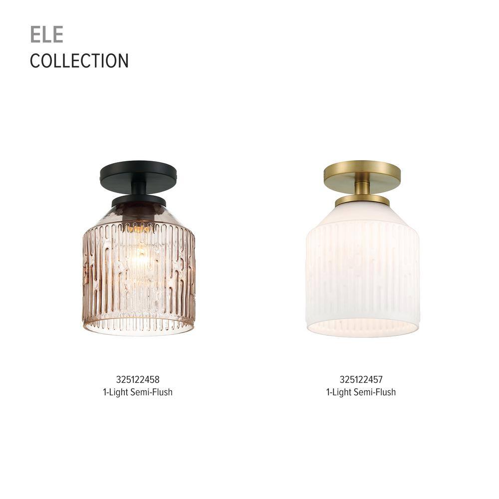 Ele Sculptural Glass Shade Semi-Flush Light in Brushed Gold
