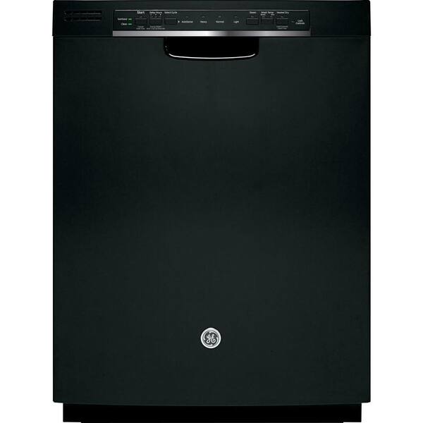 GE Front Control Dishwasher in Black with Stainless Steel Tub and Steam PreWash
