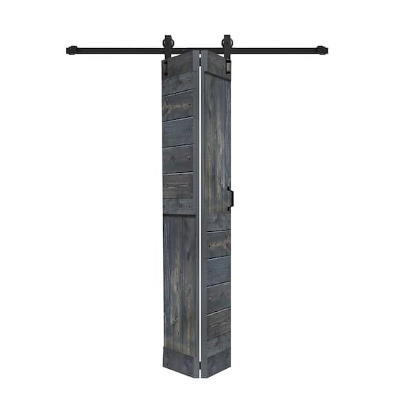 ISLIFE S Series 30 in. x 80 in. (15 in. x 80 in. x 2 Panels) Carbon Gray Solid Wood Bi-Fold Door Hardware Kit-Assembly Need
