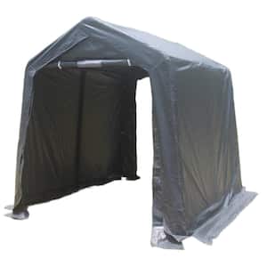 7 ft. W x 12 ft. D x 7.5 ft. H Steel Outdoor Portable Carport Garage/Shed Kit Tent with 2 Roll up Zipper Doors,Dark Gray