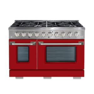 48 in. 6.7 cu. ft. Double Oven Dual Fuel Range with 8 Burners Griddle/Grill and Convection Ovens