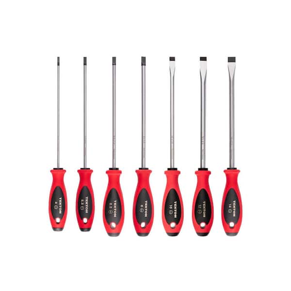 Slotted Screwdriver Set-8 Inch Shanks, 7-Piece (4-14 mm)