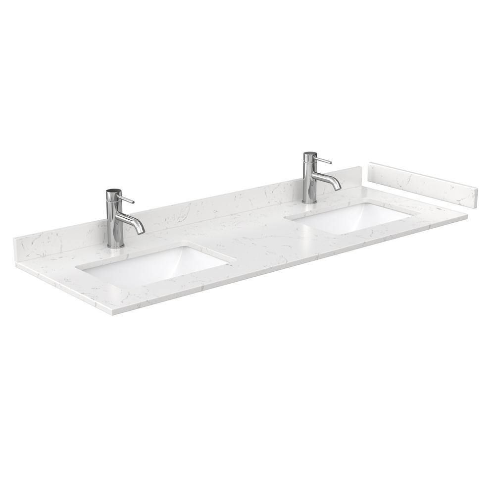 Beckett 60" White Double Bathroom Vanity with Marble Top