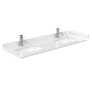 60 in. W x 22 in. D Cultured Marble Double Basin Vanity Top in Light-Vein Carrara with White Basins