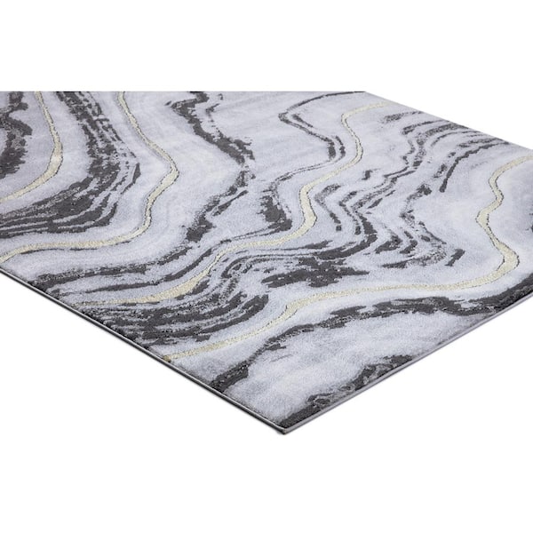 BrightonCollection Marble Gray 8 ft. x 11 ft. Abstract Area Rug