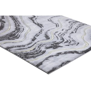 BrightonCollection Marble Gray 9 ft. x 13 ft. Abstract Area Rug