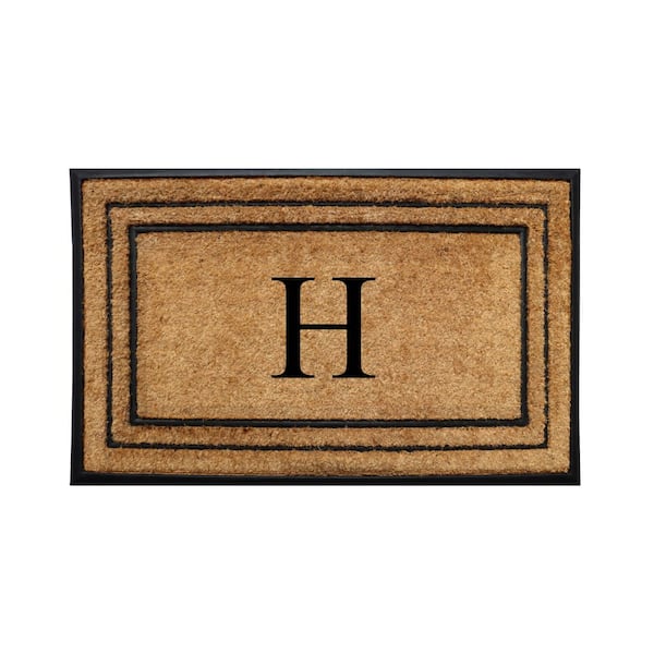 Unbranded A1HC Natural Coir Rubber Doormat, 18 in x 32 in, Heavy Duty, Dirt Trapping, Thick Non Slip Monogrammed H Doormats
