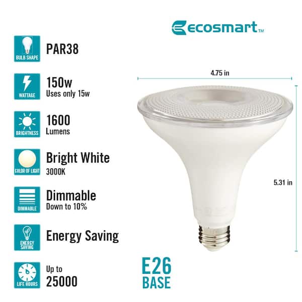 150-Watt Equivalent PAR38 Energy Star Dimmable CEC LED Spot Light Bulb 3000K Bright White (2-Pack)