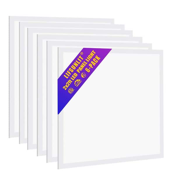 2 ft. x 2 ft. 5800 LM Integrated LED Panel Light, 5000K 2 x 2 LED Flat Panel Light Recessed Back-Lit for Office (6-Pack)