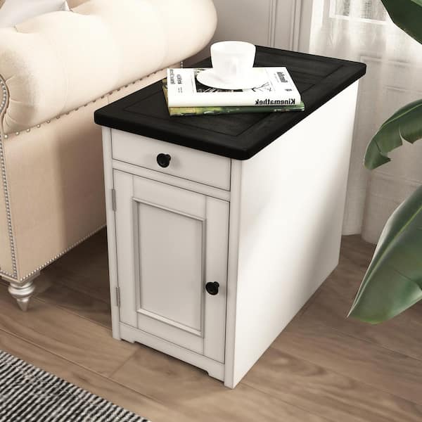 CIPACHO With 1-Drawer and Cabinet Antique Gray Nightstand (H 22 in. x W 13.7 in. x D 16.9 in.)